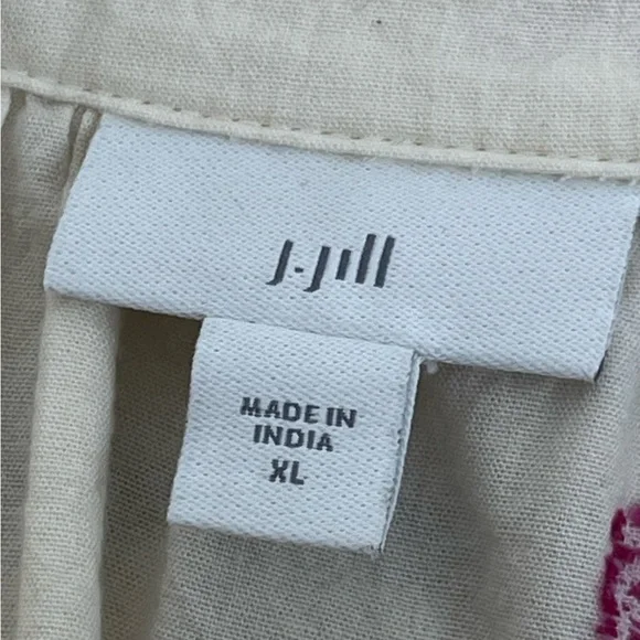 J. Jill Barley Multi Sz XL Cotton Blend Boho Oversized Split-Neck Top - Picture 10 of 12